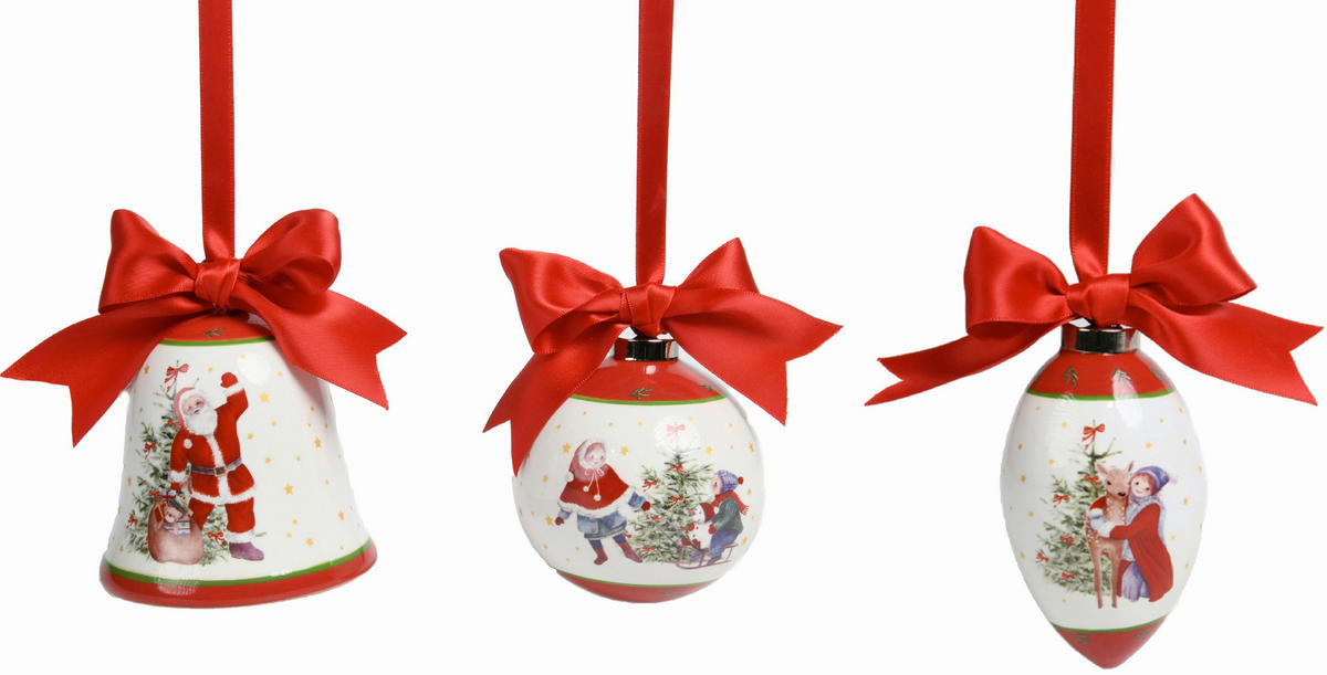 VISEĆA DEKORACIJA - bijela/zelena, Design, tekstil/keramika (10,5cm) - X-Mas