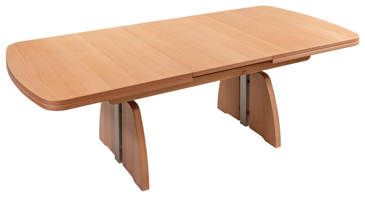 COUCHTISCH Buche furniert 125-245/75/55-74 cm rechteckig Buchefarben, Silberfarben  - Buchefarben/Silberfarben, KONVENTIONELL, Holz/Metall (125-245/75/55-74cm) - Venda