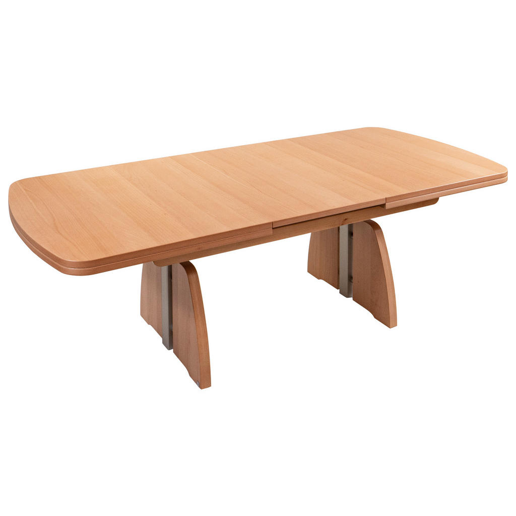 Thumbnail - Venda Couchtisch, Buche, Silber, Holz, Metall, Buche, furniert, rechteckig, Wange, 75x55-74x125-245 cm, ausziehbar, höhe...