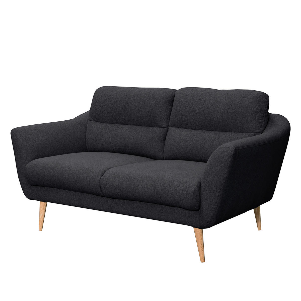 2-SITZER-SOFA in Webstoff Anthrazit  - Anthrazit/Buchefarben, Design, Holz/Textil (158/87/88cm) - Livetastic