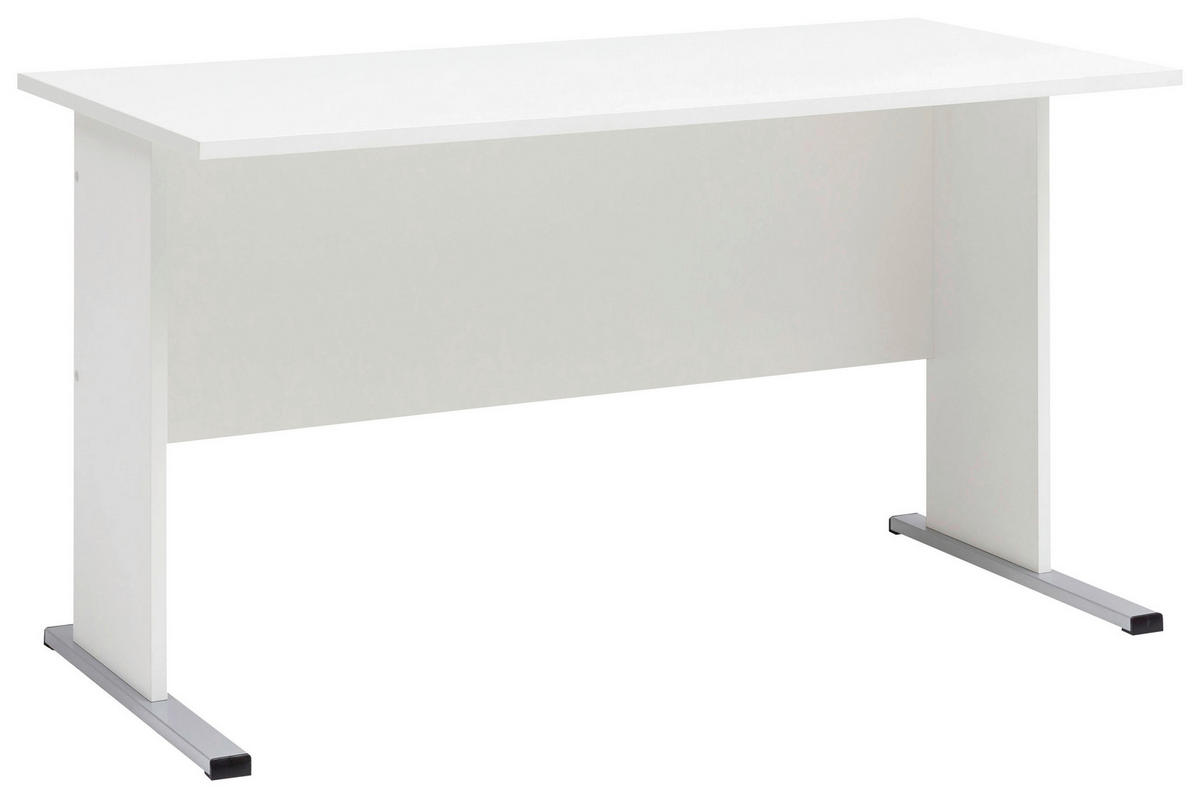 SCHREIBTISCH 140/65/74,2 cm  in Weiß  - Silberfarben/Weiß, Basics, Holzwerkstoff/Metall (140/65/74,2cm) - MID.YOU