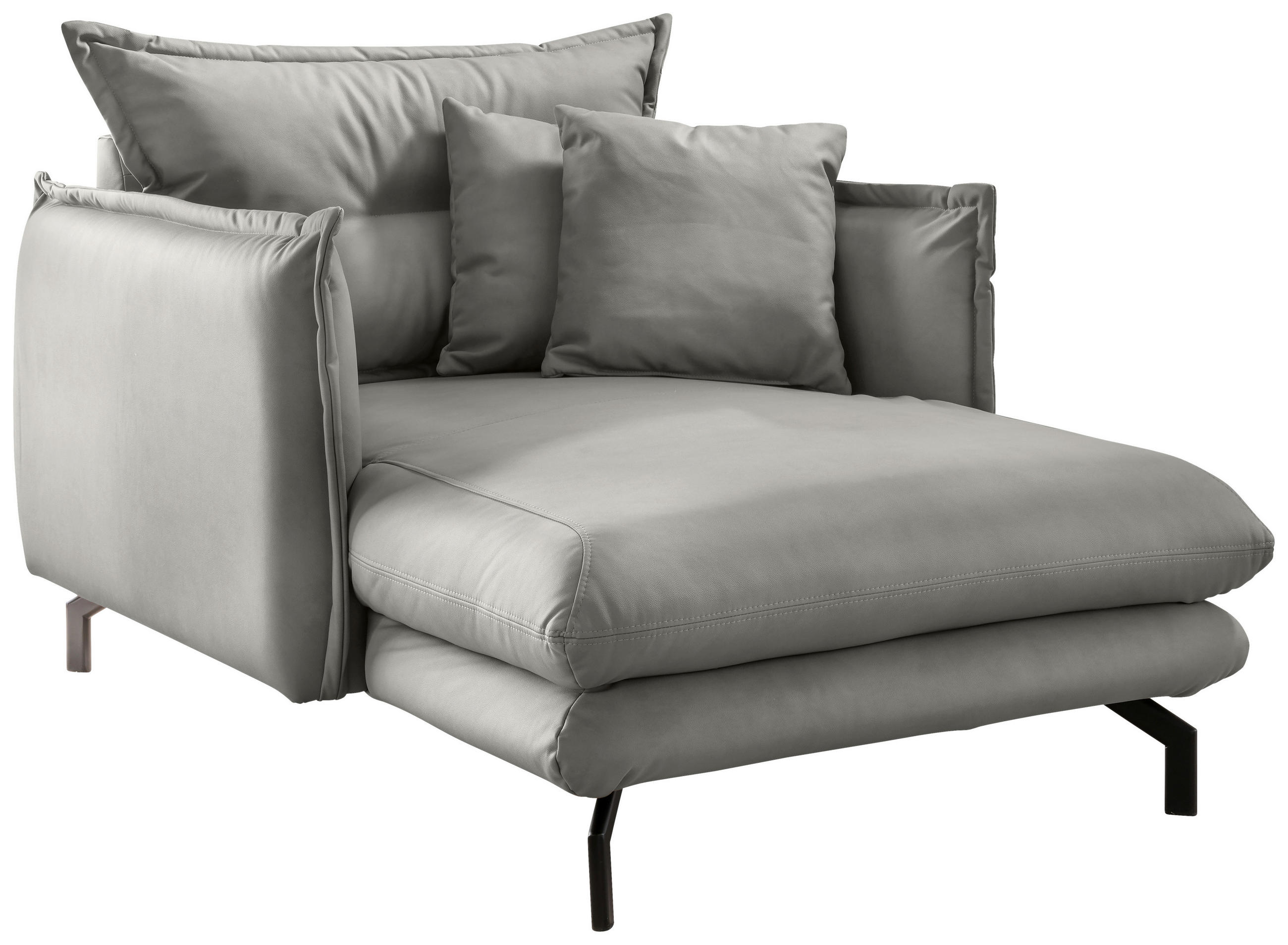 XXL-SESSEL in Lederlook Grau  - Schwarz/Grau, Modern, Textil/Metall (111/101/167cm) - Livetastic