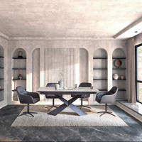 ESSTISCH in Metall, Glas, Keramik 180-250/98/77 cm  - Beige/Schwarz, Design, Glas/Keramik (180-250/98/77cm) - Emilio Belluti