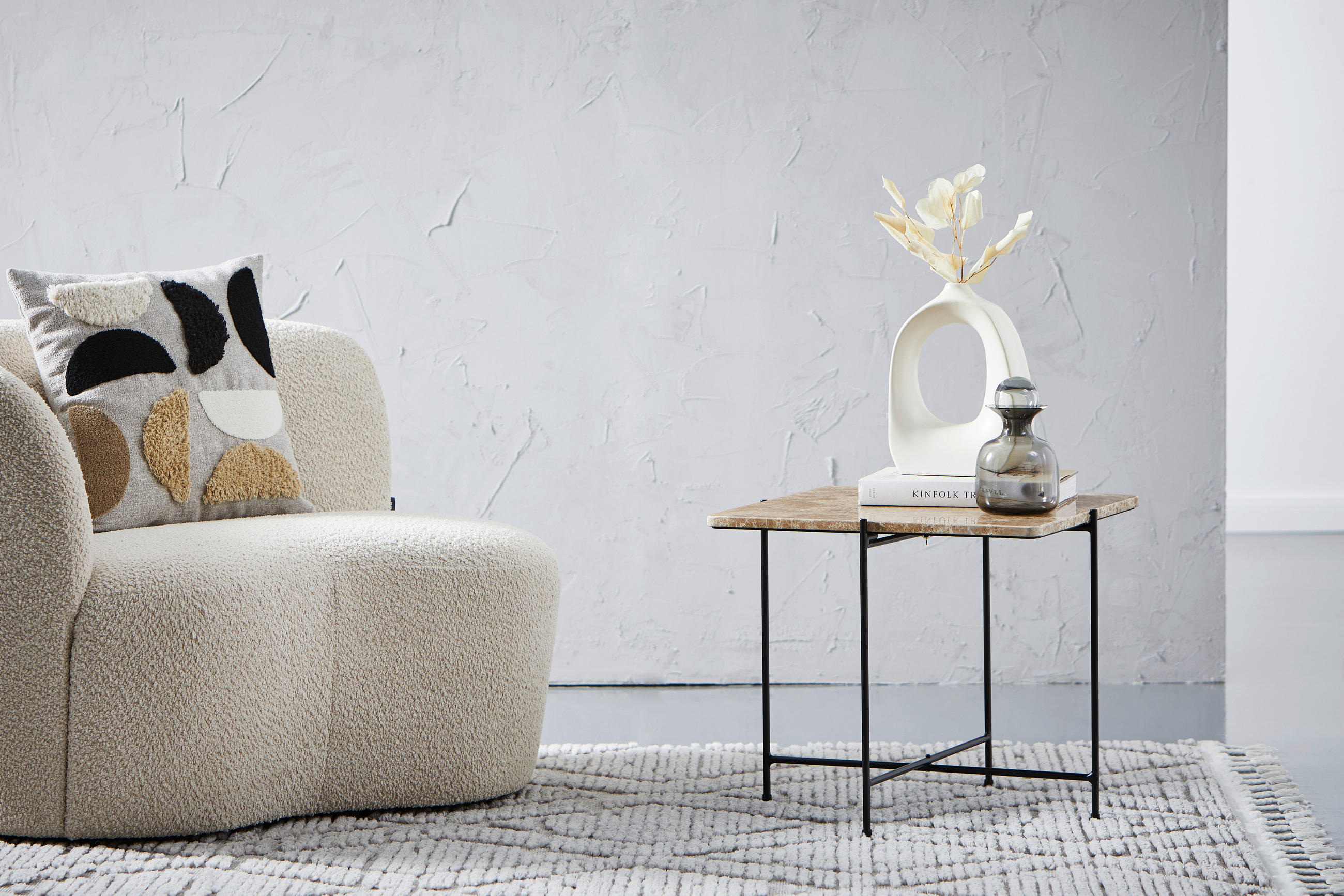 KONFERENČNÍ STOLEK, černá, hnědá, kov, kámen, 50/50/45 cm - černá/hnědá, Design, kov/kámen (50/50/45cm) - Livetastic