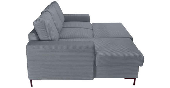 ECKSOFA Dunkelgrau Cord  - Dunkelgrau/Schwarz, KONVENTIONELL, Textil/Metall (150/240cm) - Carryhome