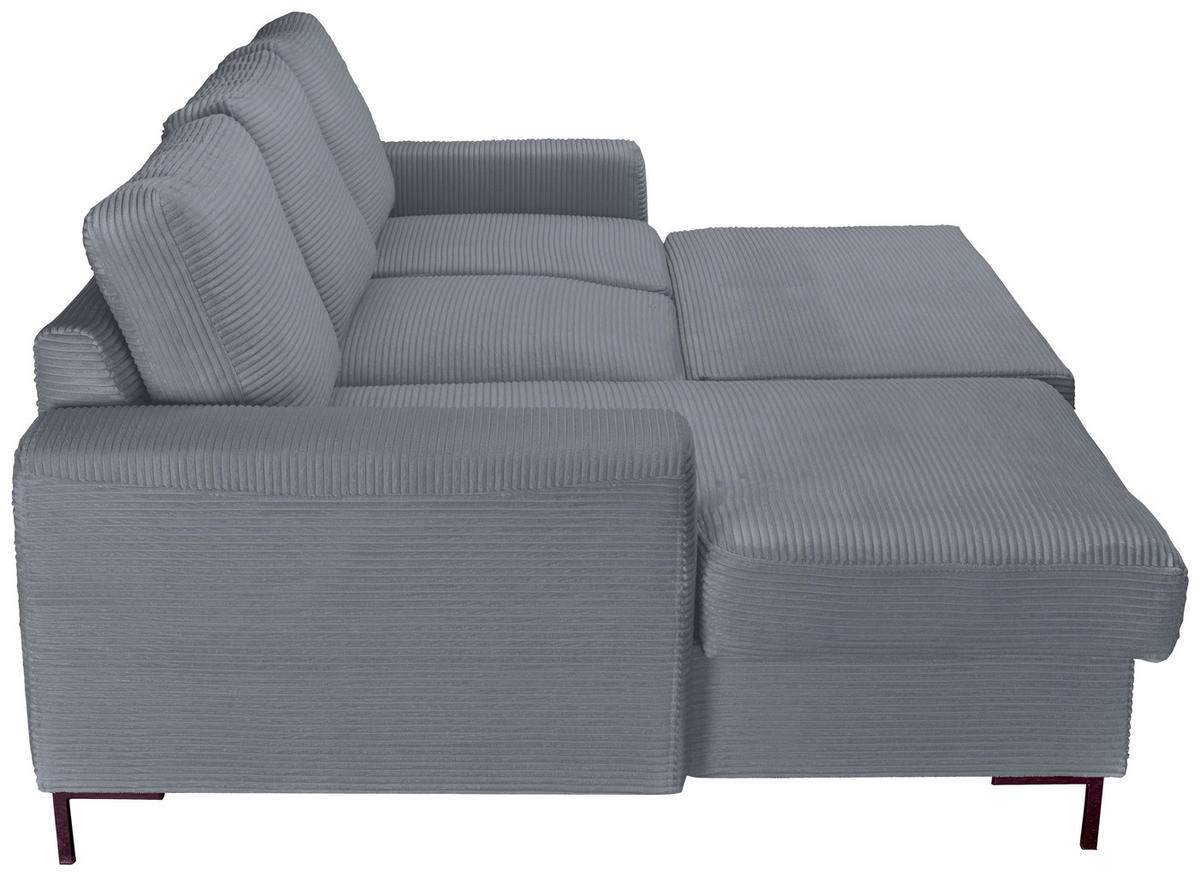 ECKSOFA Dunkelgrau Cord  - Dunkelgrau/Schwarz, KONVENTIONELL, Textil/Metall (150/240cm) - Carryhome