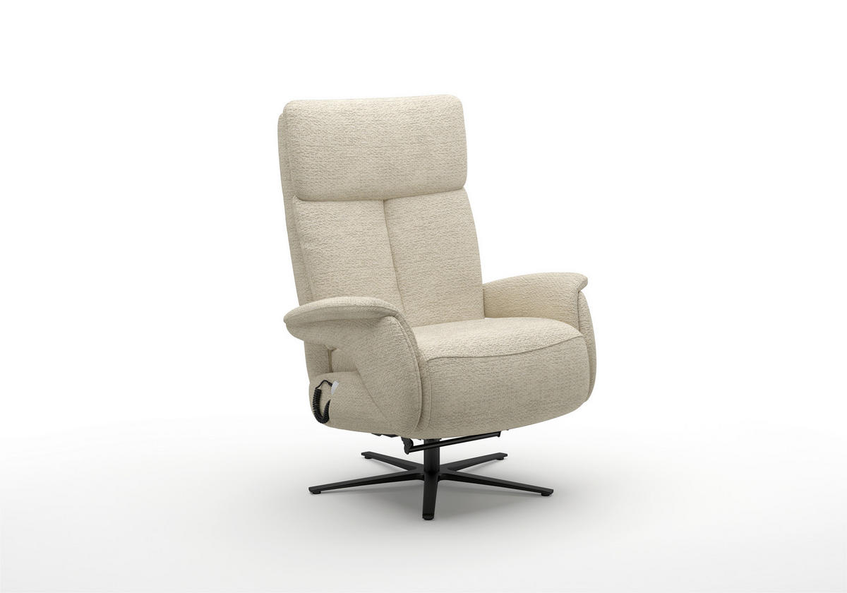 RELAXSESSEL TV TRIPLE SEVEN XTRA LARGE XL Chenille Kopfteilverstellung, Fußteilverstellung, Rücken echt    - Sandfarben/Schwarz, Basics, Textil/Metall (86/120/86cm) - Sit & More