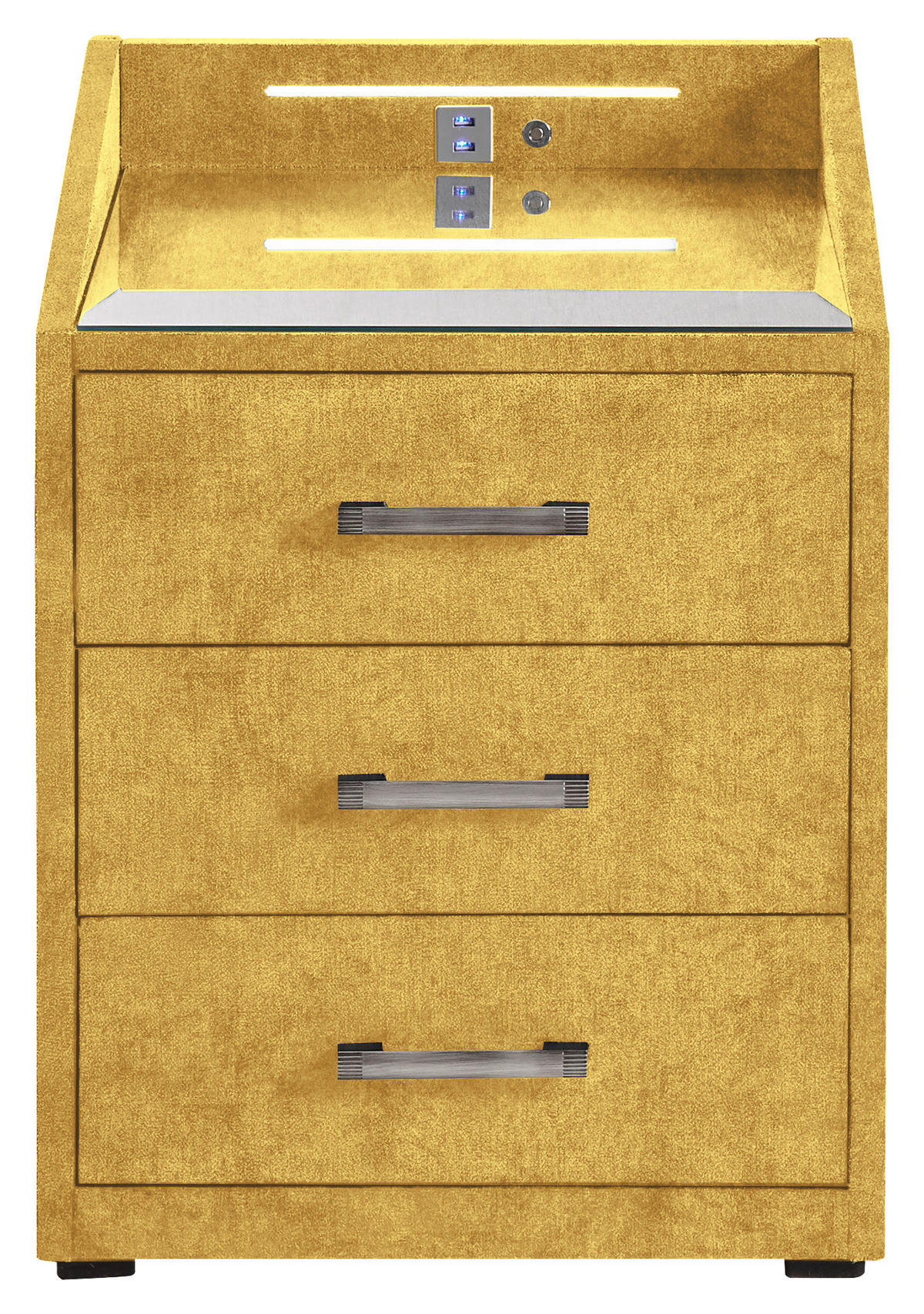 NACHTTISCH 47/61/46 cm  in Currygelb  - Currygelb/Silberfarben, Modern, Holzwerkstoff/Kunststoff (47/61/46cm) - MID.YOU