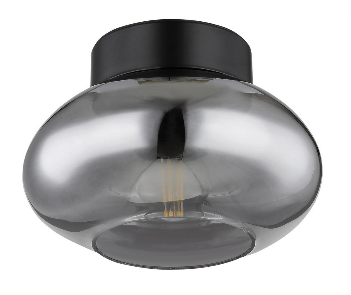 DECKENLEUCHTE 18/13 cm   - Schwarz, Design, Glas/Metall (18/13cm) - Globo