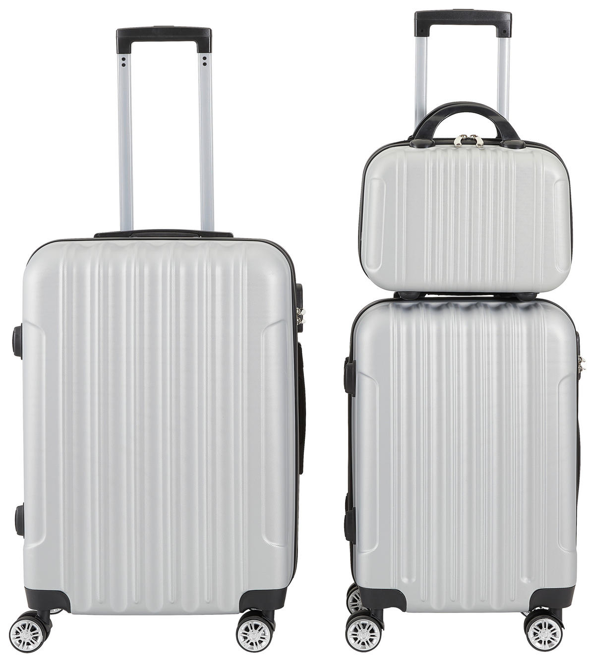 REISEKOFFERSET Hellgrau 3-teilig  - Hellgrau, Basics, Kunststoff/Metall - Novel