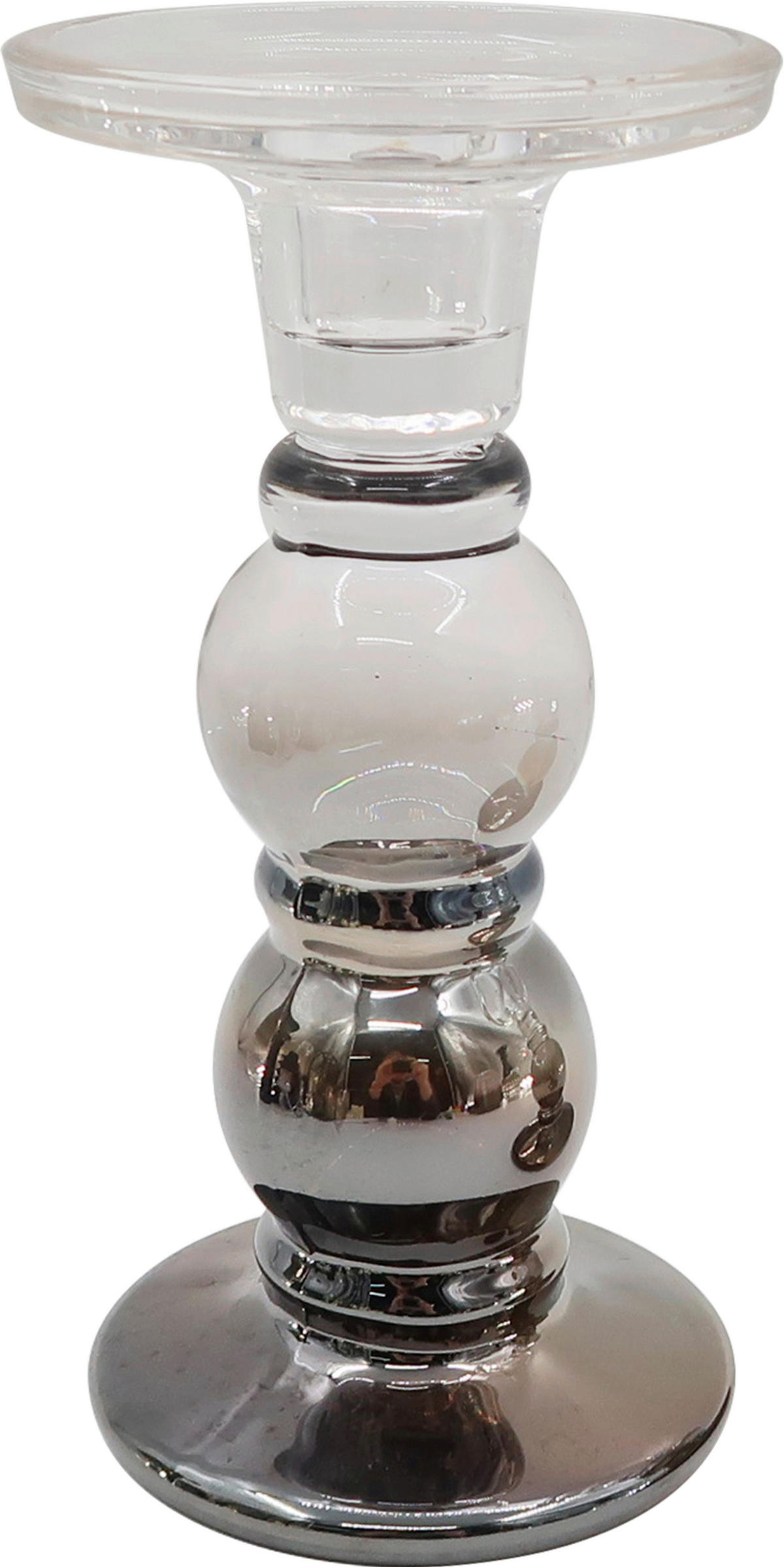 KERZENHALTER - Grau, Basics, Glas (9/17,5cm) - Ambia Home