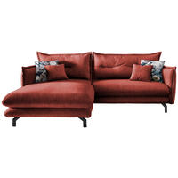 ECKSOFA in Velours Koralle  180/255 cm  - Türkis/Koralle, MODERN, Textil/Metall (180/255cm) - Livetastic