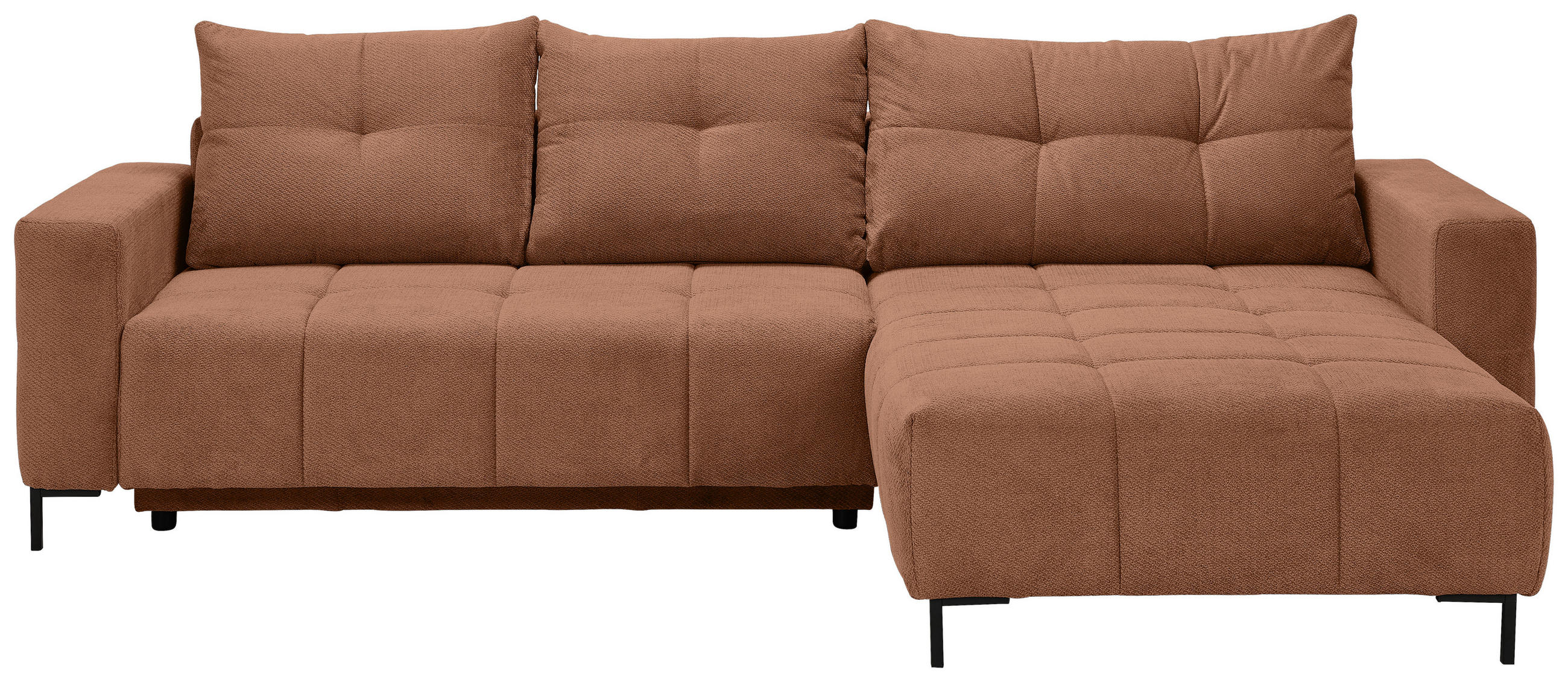 ECKSOFA Dunkelorange Webstoff  - Dunkelorange/Schwarz, KONVENTIONELL, Textil/Metall (292/192cm) - Carryhome