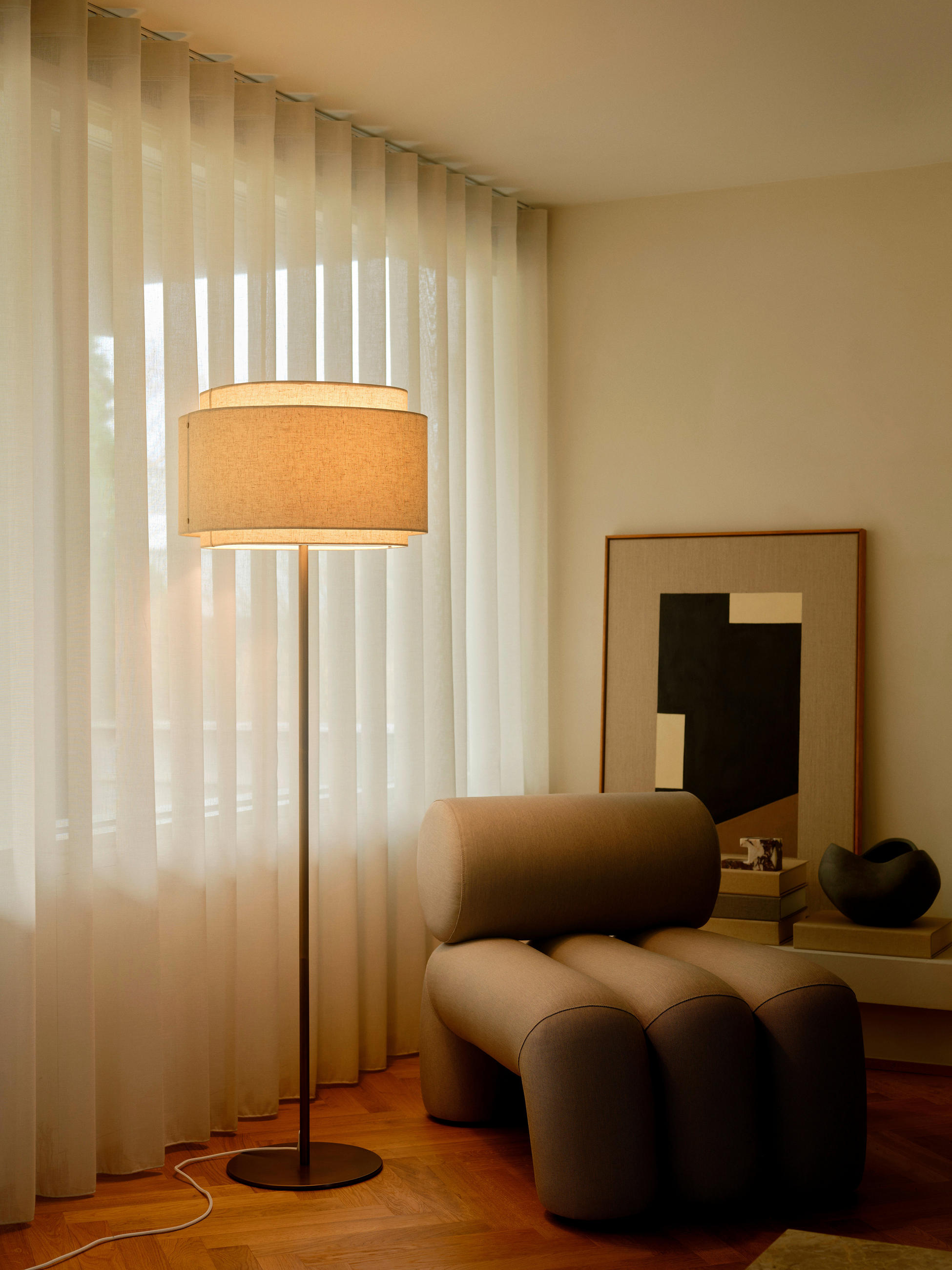 STEHLEUCHTE 150/45/30 cm   - Beige, Trend, Textil/Metall (150/45/30cm) - Nordlux