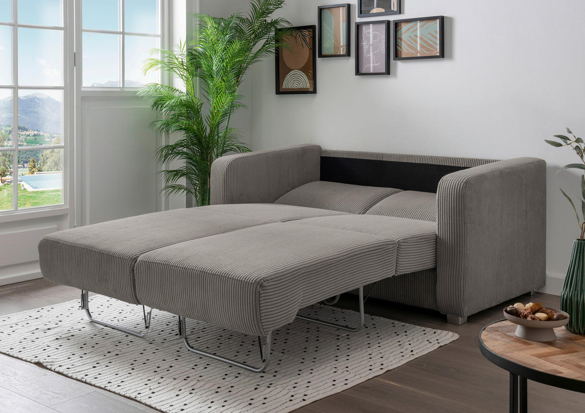SCHLAFSOFA in Textil Graubraun  - Chromfarben/Graubraun, Basics, Kunststoff/Textil (159/88/87cm) - Livetastic