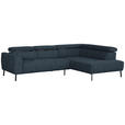 ECKSOFA in Webstoff Blau  280/205 cm  - Blau/Schwarz, Design, Textil/Metall (280/205cm) - Xora