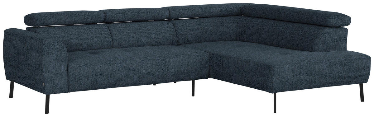 ECKSOFA in Webstoff Blau  - Blau/Schwarz, Design, Textil/Metall (280/205cm) - MID.YOU