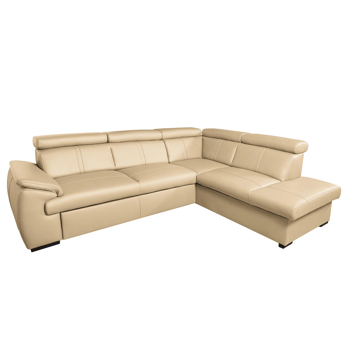 ECKSOFA Beige Echtleder  - Wengefarben/Beige, Design, Leder/Holz (265/211cm) - Livetastic