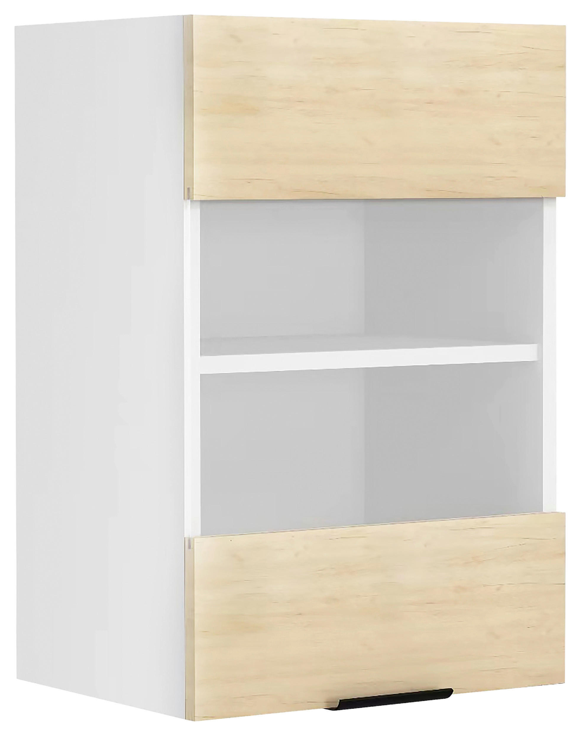KÜCHENOBERSCHRANK 40/60/31 cm  in Weiß, Honigeiche  - Honigeiche/Schwarz, Trend, Glas/Holzwerkstoff (40/60/31cm) - MID.YOU