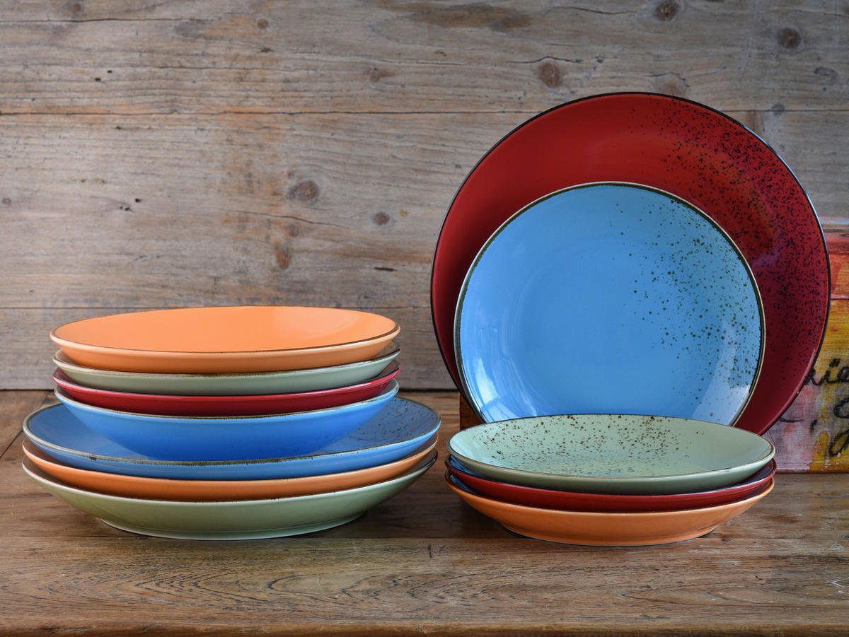 KOMPLETT SERVIS NATURE COLLECTION MEDITERRAN 12 delar  - multicolor, Basics, keramik (31,5/31,5/38cm) - Creatable