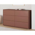 KOMMODE , 155/83/42 cm, 6 Schublade(n)  - Silberfarben/Terracotta, Trend, Holzwerkstoff/Kunststoff (155/83/42cm) - Carryhome