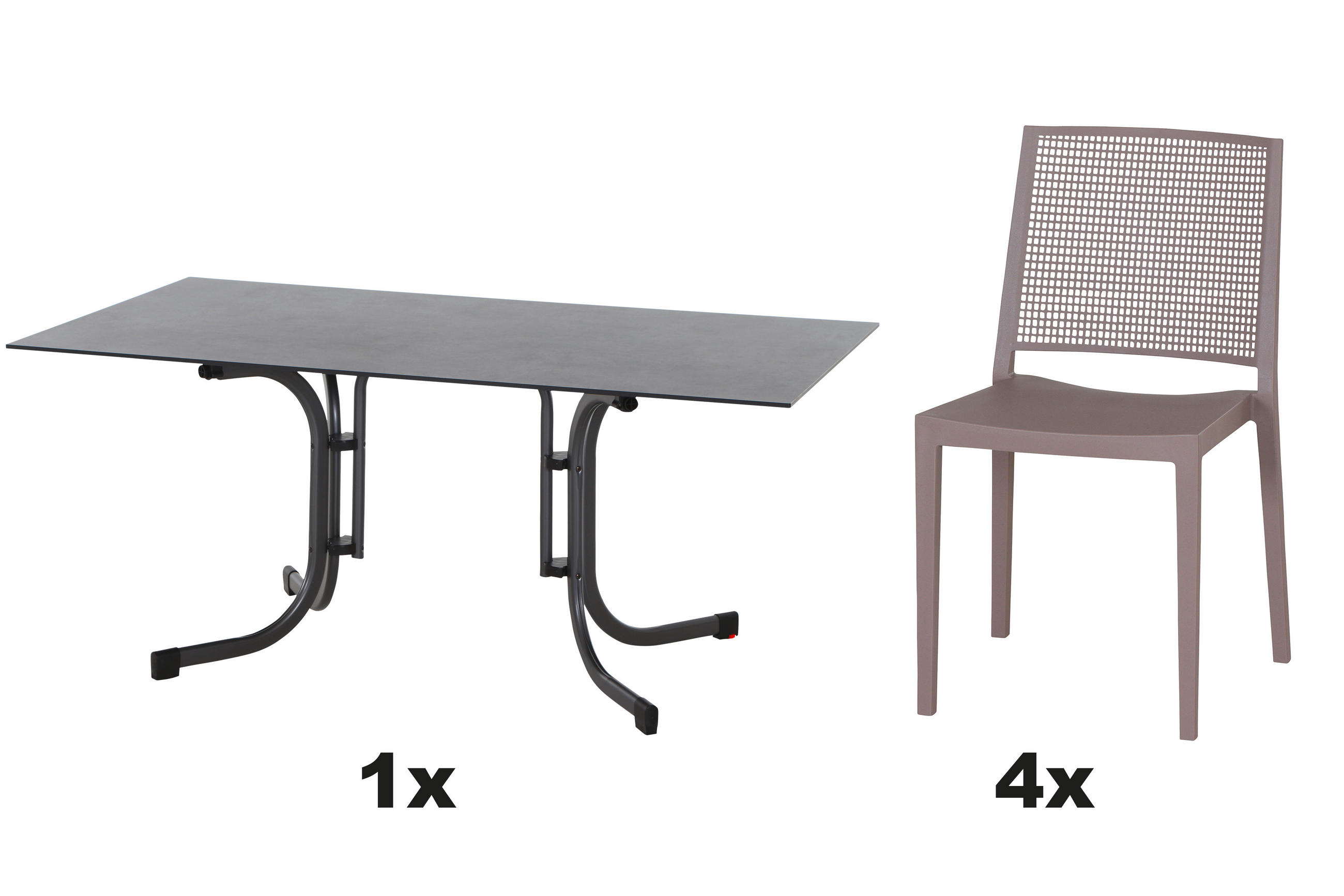 GARTENGARNITUR 5-teilig Stahl  - Taupe/Anthrazit, Basics, Kunststoff/Metall (90/80/160cm) - Siena Garden