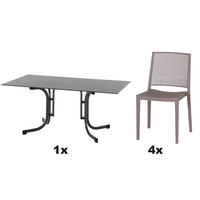 GARTENGARNITUR 5-teilig  - Taupe/Anthrazit, Basics, Holzwerkstoff/Kunststoff (90/80/160cm) - Siena Garden