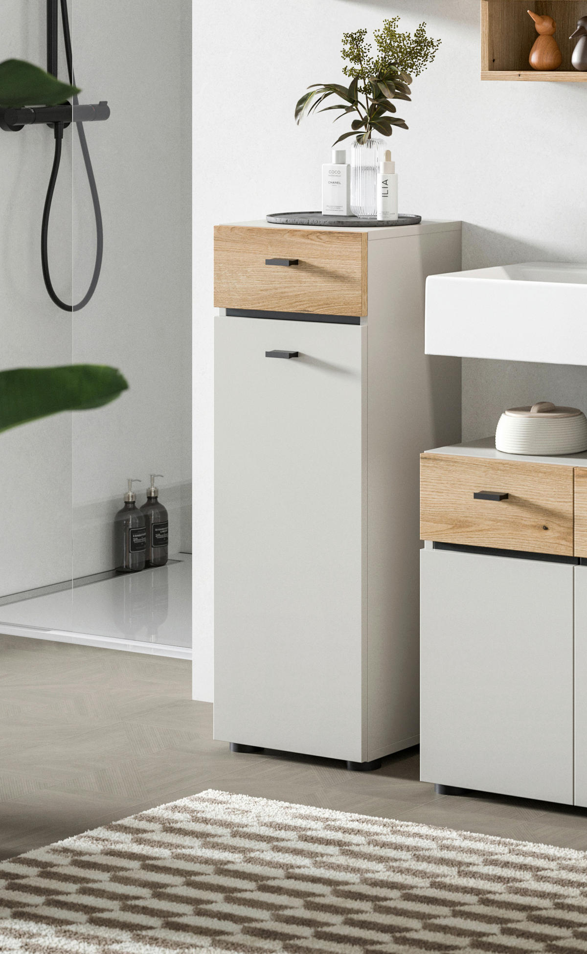 MIDISCHRANK 32/91/30 cm  - Kaschmir/Eichefarben, Trend, Holzwerkstoff/Kunststoff (32/91/30cm) - MID.YOU