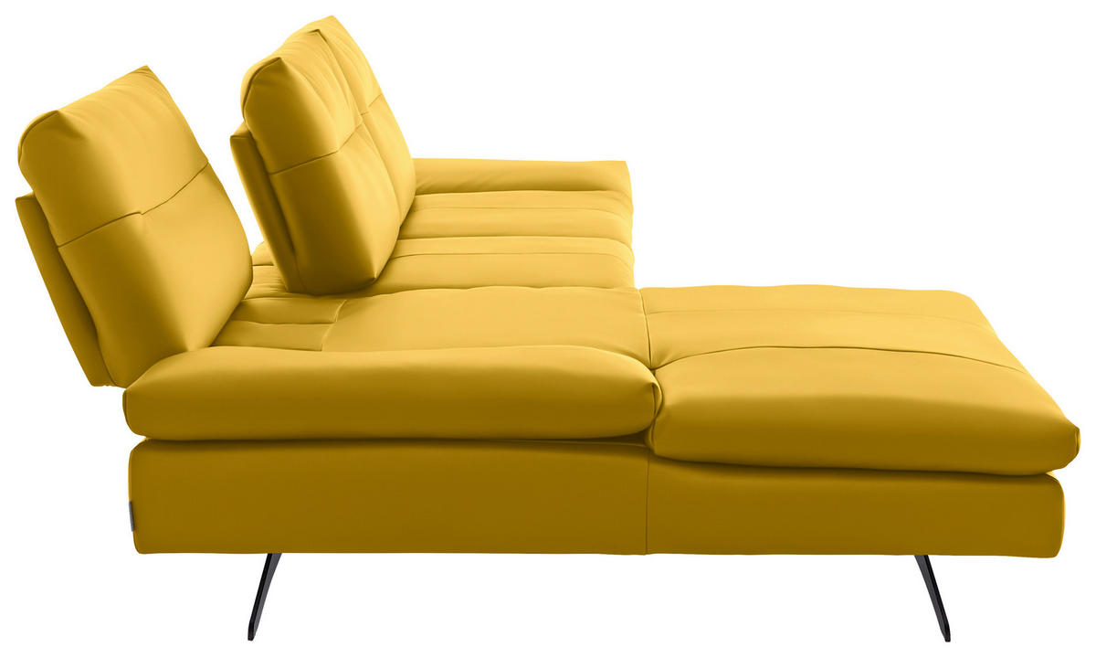 ECKSOFA in Echtleder Gelb  - Gelb/Schwarz, Modern, Leder/Metall (158/342cm) - Chilliano