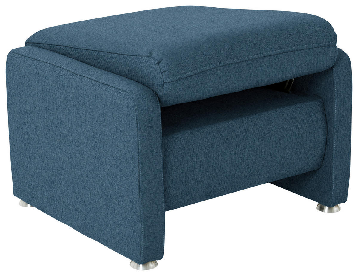 HOCKER in Textil Blau  - Blau/Alufarben, KONVENTIONELL, Textil/Metall (67/44/58cm) - Beldomo Comfort