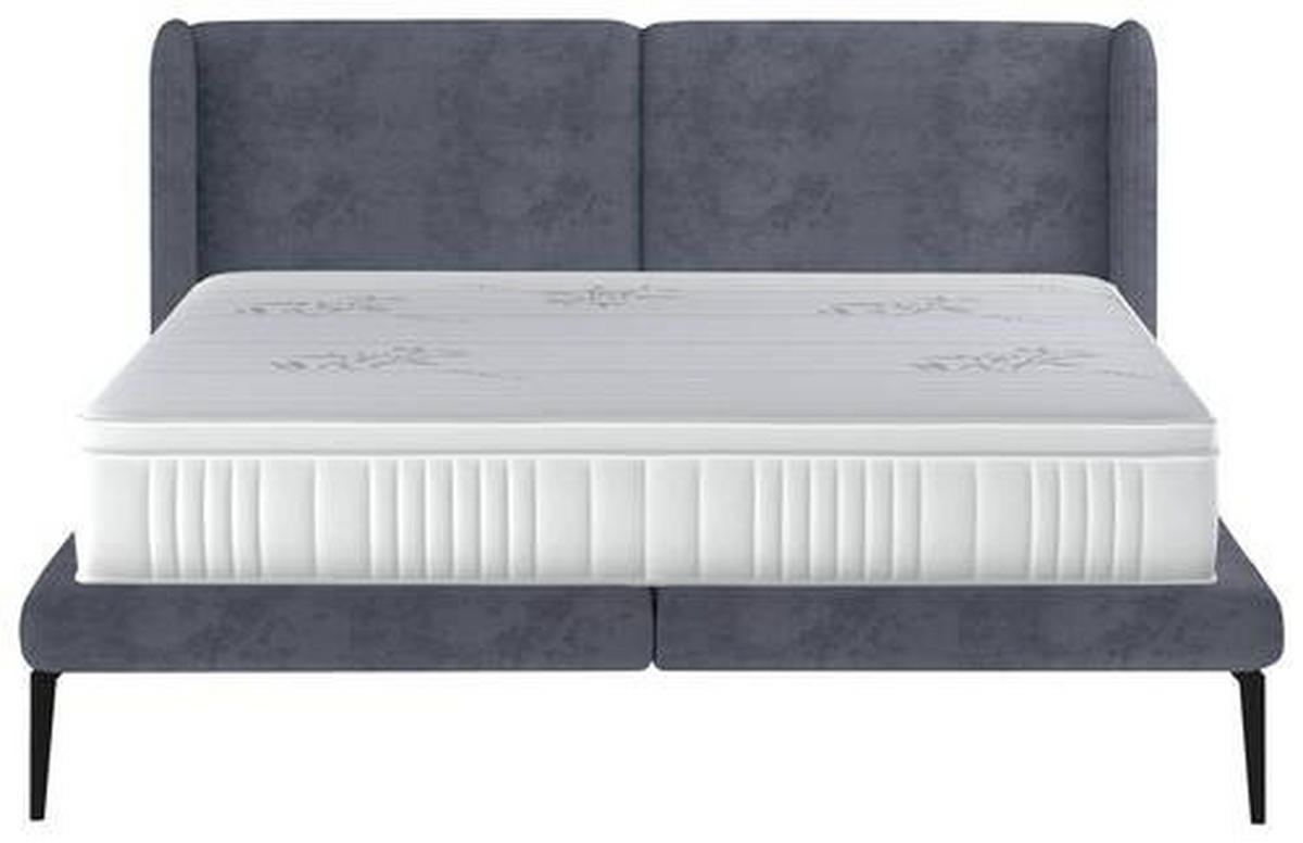 KÁRPITOZOTT ÁGY 180/200 cm  világosszürke  - világosszürke/fekete, Modern, textil/fém (180/200cm) - Livetastic