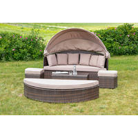 GARTENMUSCHEL 180/88/183 cm Aluminium  - Taupe/Braun, KONVENTIONELL, Kunststoff/Textil (180/88/183cm) - Gardenson