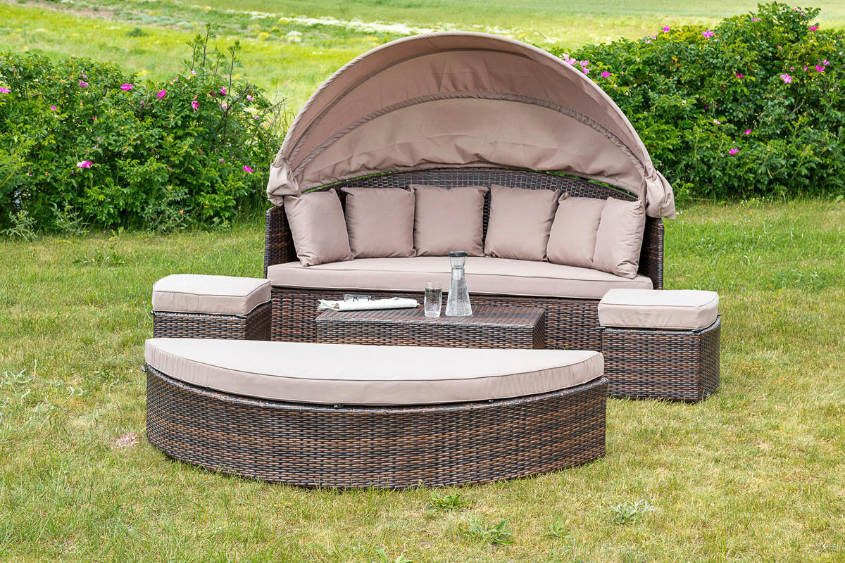 GARTENMUSCHEL 180/88/183 cm Aluminium  - Taupe/Braun, KONVENTIONELL, Kunststoff/Textil (180/88/183cm) - Gardenson