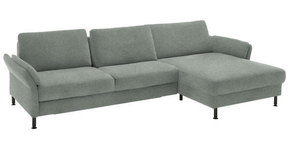 ECKSOFA  in Chenille, Flachgewebe Hellgrau Rücken echt  316/175 cm  - Hellgrau/Schwarz, Design, Textil/Metall (316/175cm) - Dieter Knoll