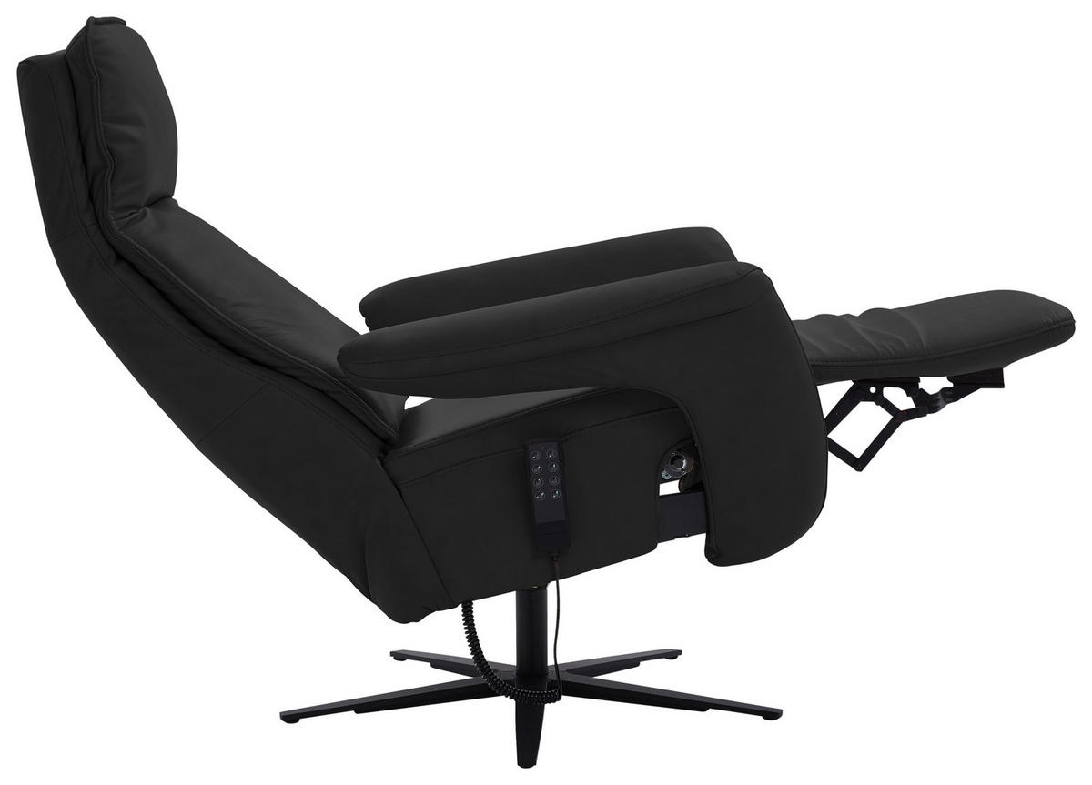 RELAXSESSEL in Leder Schwarz  - Schwarz, Design, Leder/Metall (83/123/87cm) - Valdera