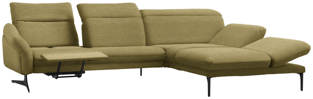 ECKSOFA in Webstoff Hellgrün  - Anthrazit/Hellgrün, Design, Textil/Metall (299/203cm) - Himolla