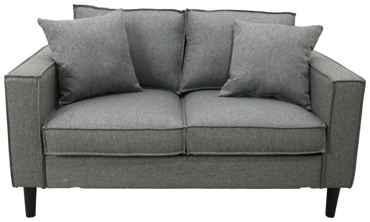 2-SITZER-SOFA in Leinenoptik Hellgrau  - Hellgrau/Schwarz, Basics, Holz/Textil (141,5/84/83cm) - P & B