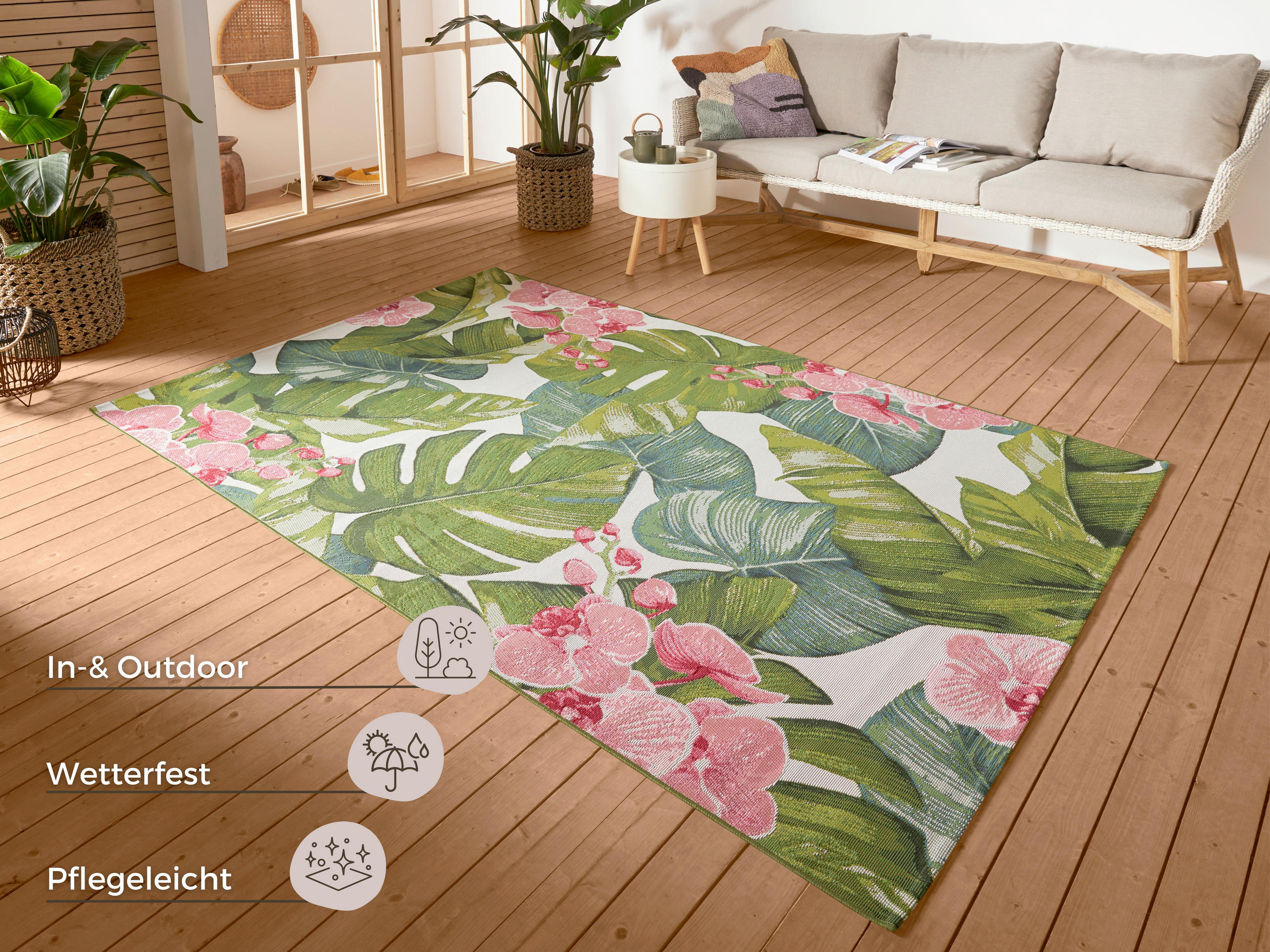OUTDOORTEPPICH 200/285 cm Flair Multicolor, Grün  - Multicolor/Grün, Design, Kunststoff (200/285cm)