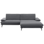 ECKSOFA in Velours Silberfarben  - Silberfarben/Schwarz, Design, Textil/Metall (284/184cm) - Dieter Knoll