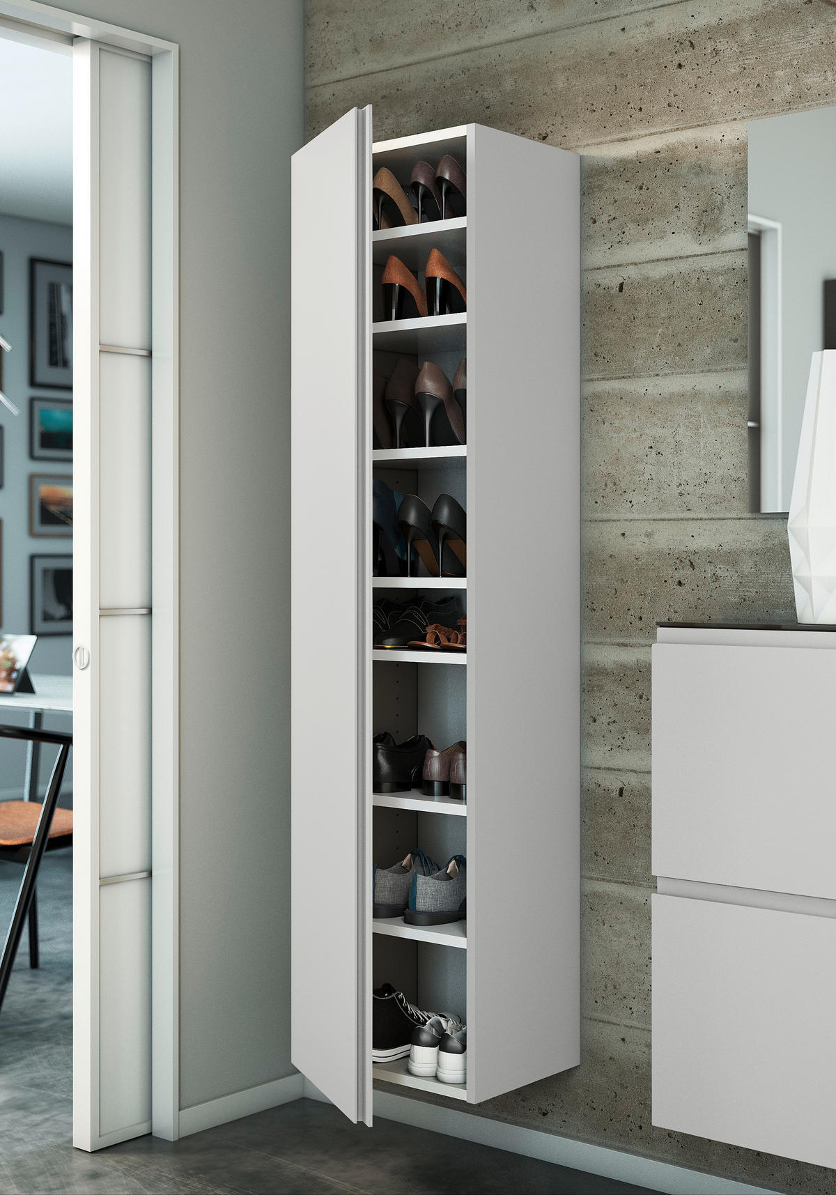 GARDEROBENSCHRANK Gardasee  in 40/165/33 cm  - Weiß, Design, Holzwerkstoff (40/165/33cm) - Moderano