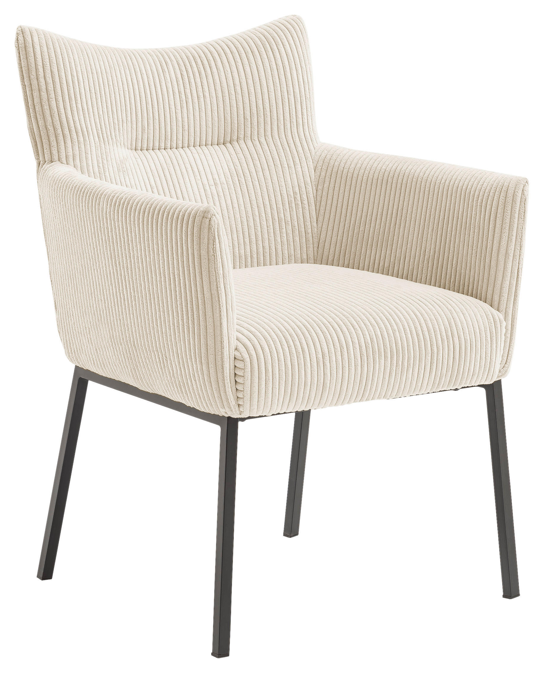 ARMLEHNSTUHL  in Eisen Cord  - Beige/Schwarz, Design, Textil/Metall (63/86/65cm) - Novel