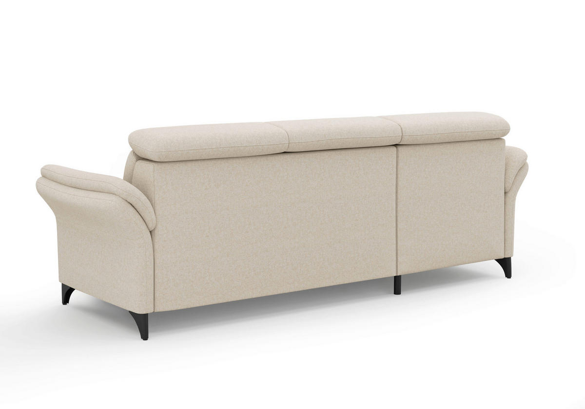 ECKSOFA Flachgewebe Creme  - Creme/Schwarz, Konventionell, Textil/Metall (166/253cm) - Sit & More