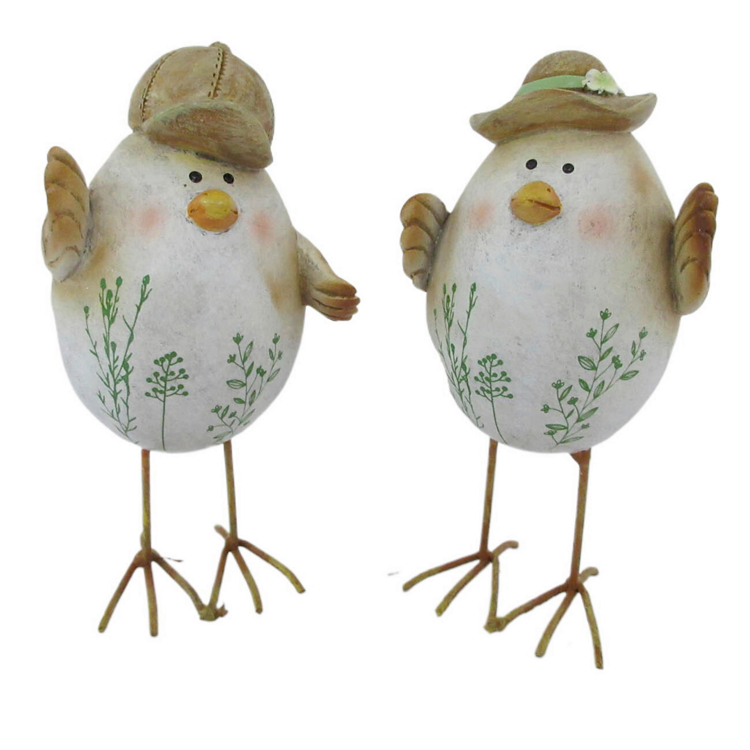 DEKOVOGEL - Braun/Weiß, LIFESTYLE, Kunststoff/Metall (6,5/13/5cm)