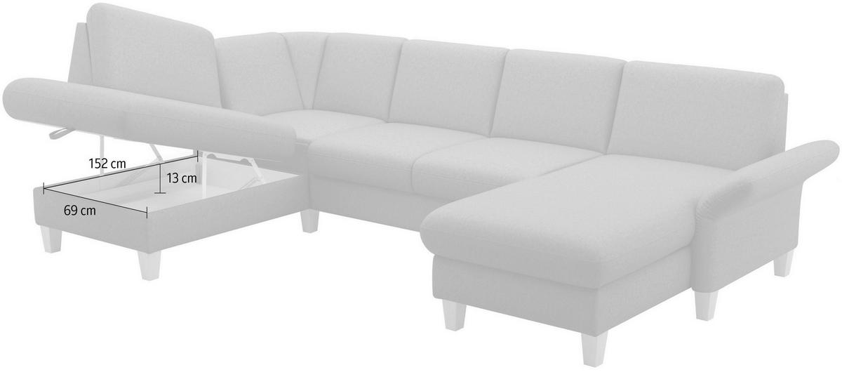 WOHNLANDSCHAFT Hellbraun Flachgewebe  - Hellbraun/Eichefarben, KONVENTIONELL, Holz/Textil (195/314/164cm) - Sit & More