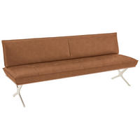 SITZBANK in Holz, Metall, Leder Edelstahlfarben, Cognac  - Edelstahlfarben/Cognac, Design, Leder/Holz (214/88/66cm) - Koinor