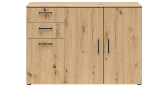 KOMMODE 120/83/40 cm in Eiche Artisan - Anthrazit/Schwarz, MODERN, Holzwerkstoff/Kunststoff (120/83/40cm) - Carryhome