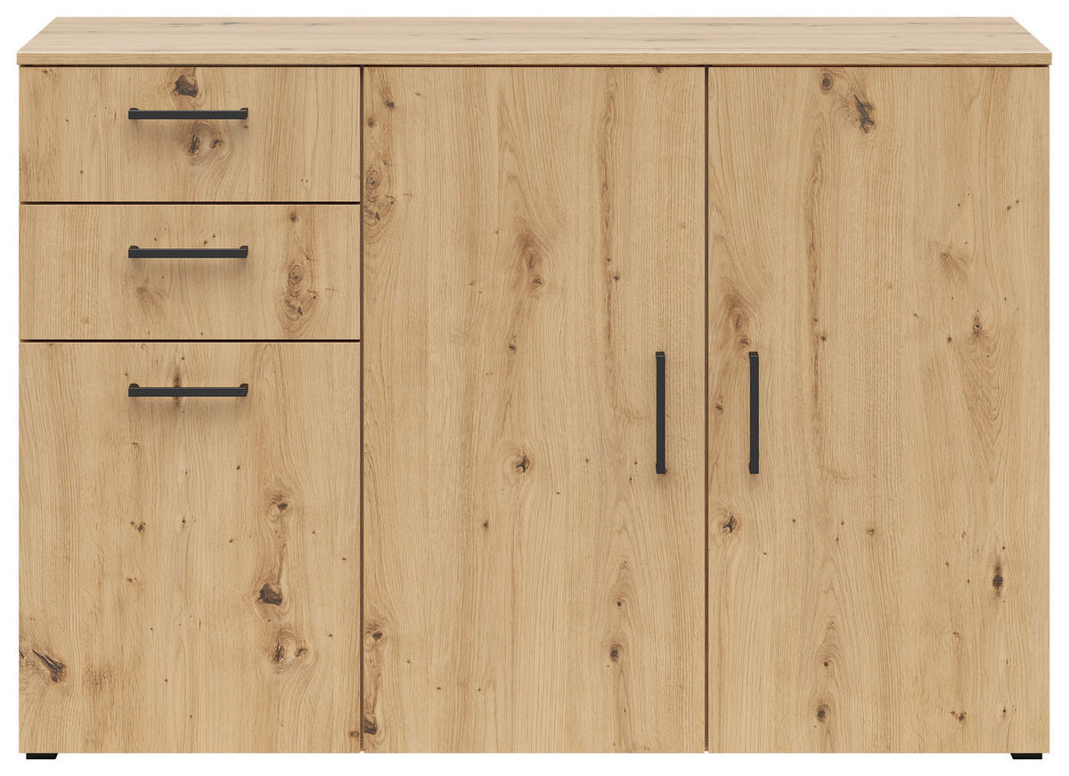 KOMÓD 120/83/40 cm  - fekete/Artisan tölgy, Modern, műanyag/faalapú anyag (120/83/40cm) - Carryhome