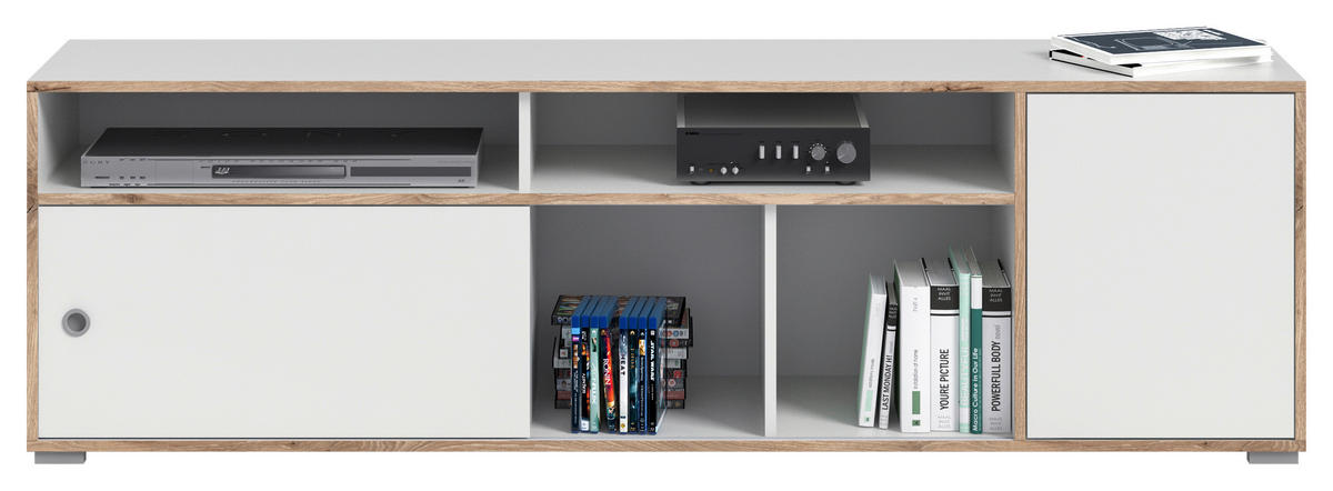 Comodă Joasă 181/55/40 cm  - argintiu/alb, Konventionell, plastic/material pe bază de lemn (181/55/40cm) - MID.YOU