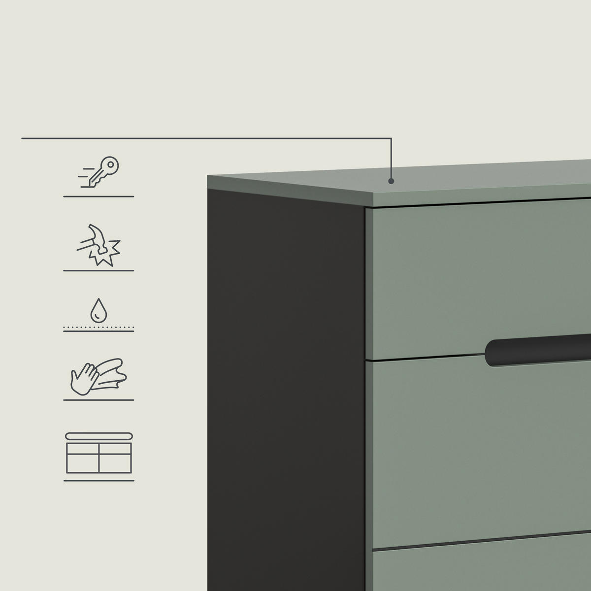 ŠATNA, 255/190/37 cm - šedá/šedozelená, Design, kompozitní dřevo (255/190/37cm) - Livetastic