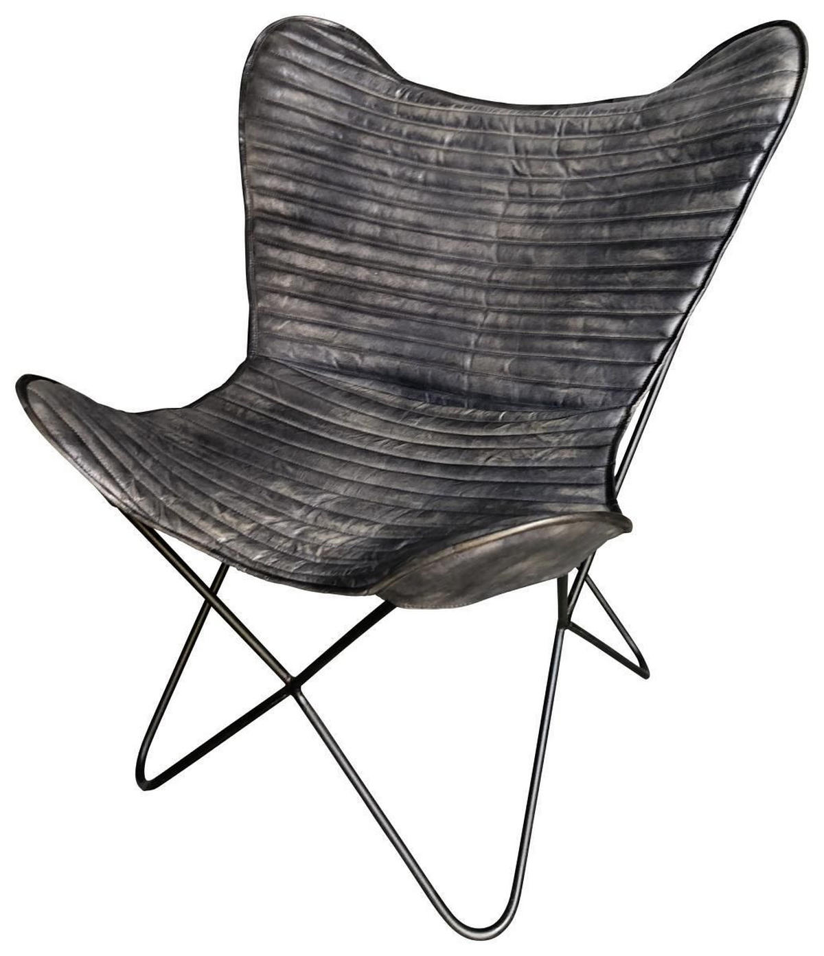 FOTELJA 72/78/92 cm , crna  - crna, Trendi, koža/metal (72/78/92cm) - Ambia Home